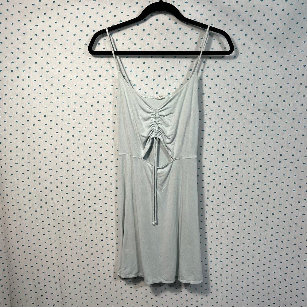Garage Light Blue/Green Triangle Ruched Front Spaghetti Strap Mini Dress